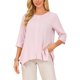 thumbnail image 1 of INSPIRE CHIC Blusas de Mujer de Alto Bajo 3/4 Mangas Cuello Redondo Casual Botón Asimétrico Camisa Holgada de Verano Túnica Blusa S Rosa, 1 of 6