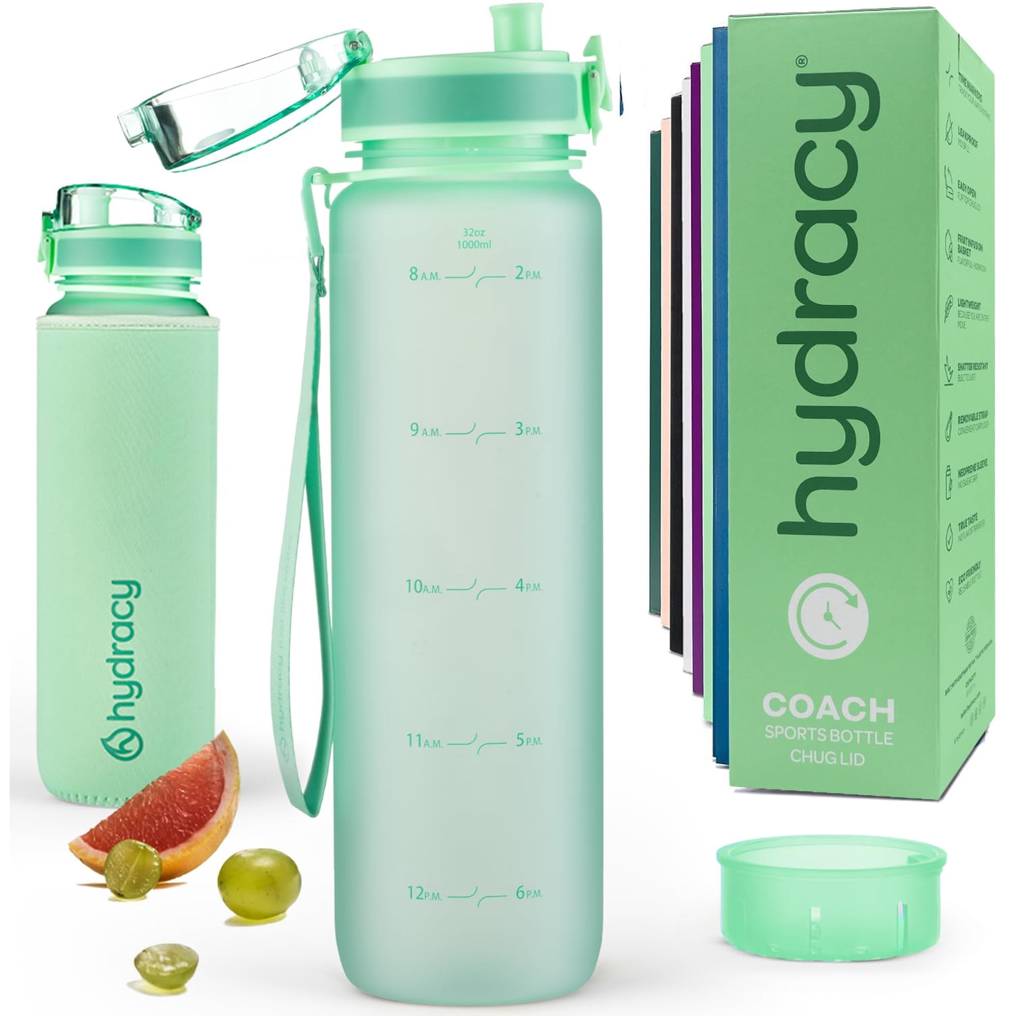 Botella Hydracy 1000 ml Marcador De Tiempo Con Infusor De Frutas