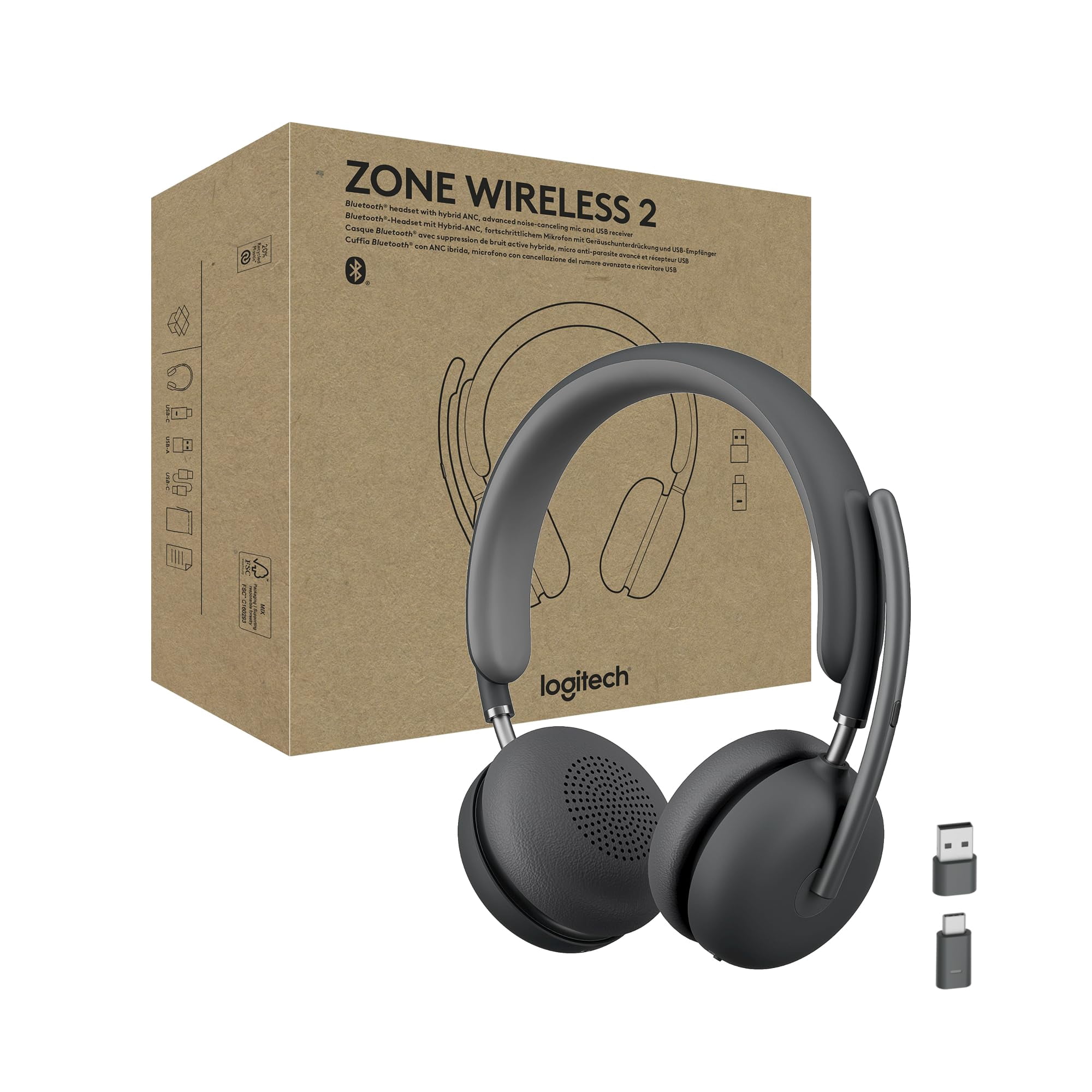 Auriculares Logitech Zone Wireless 2 Bluetooth Anc Usb-c
