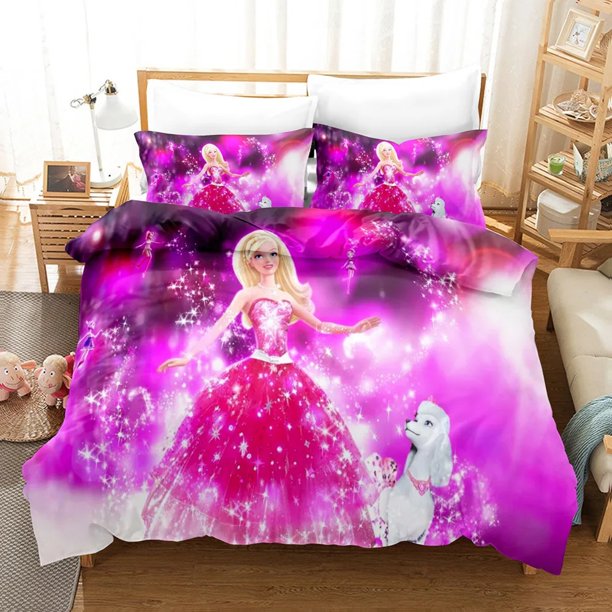 Barbie Duvet Cover Set Bedding Queen Twin Size Sets 3dChildren'S Bedding Set Cute Printed Cartoon Quilt Cover Bed Sheets