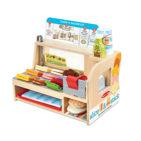 Mostrador de madera para rebanar y apilar sándwiches Toy Melissa & Doug