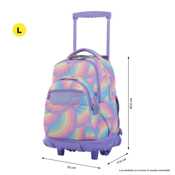 Mochila Escolar TOTTO Con Ruedas Desmontables | Capacidad 26 L | Bolsillo Para PC 15,4” | Espalda Ergonómica | Hecha De Material Reciclado | Estampado Button Azul