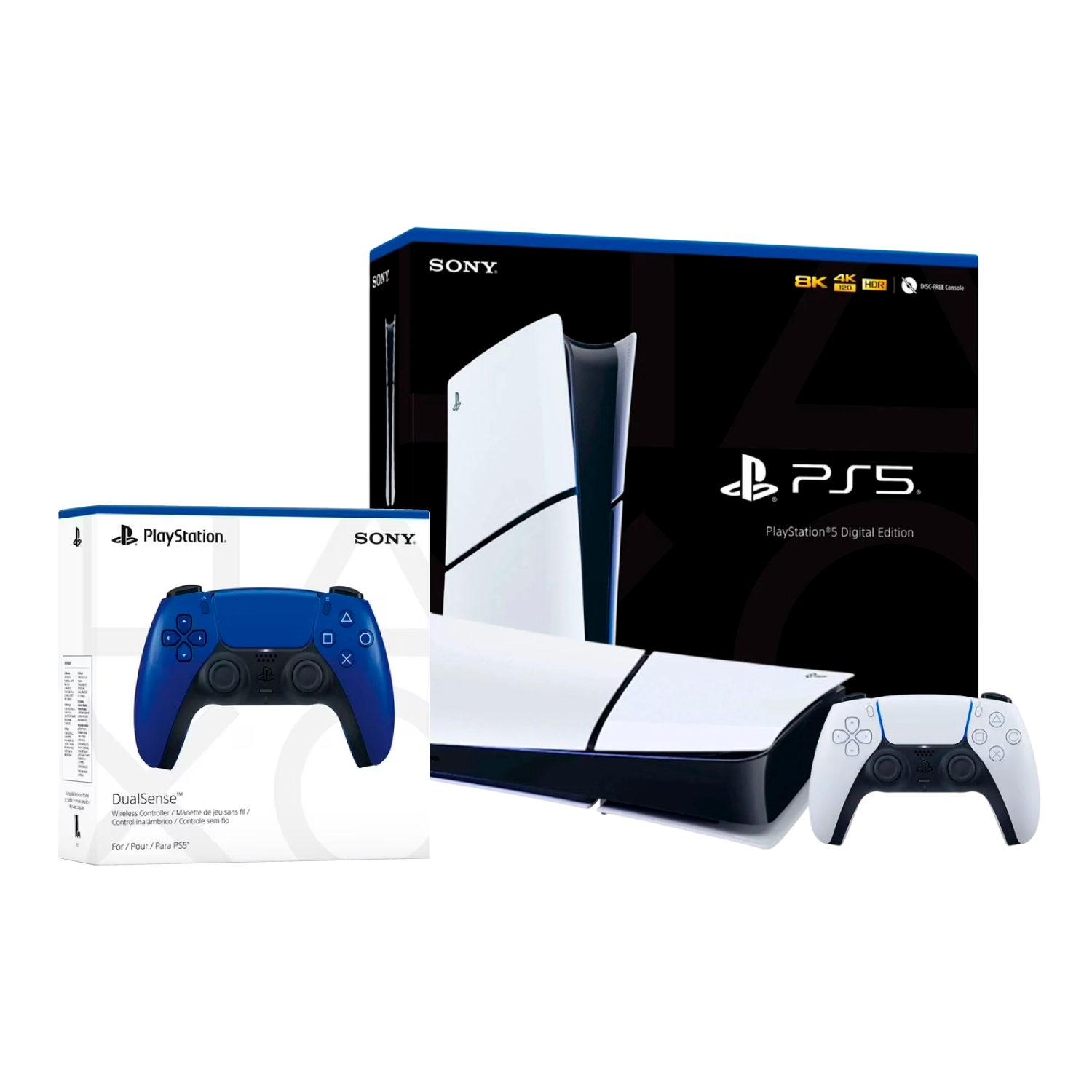 Consola Sony Playstation 5 Slim Edición Digital + Control Dualsense Adicional Cobalt Blue