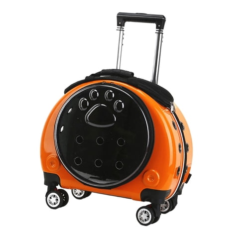 Magideal - Maleta Con Ruedas Para Mascotas Correas De Hombro Desmontables Portátil Con Ruedas Bolsa Para Gatos Y Perros Transportín De Viaje Transpirable Para Ha , Naranja