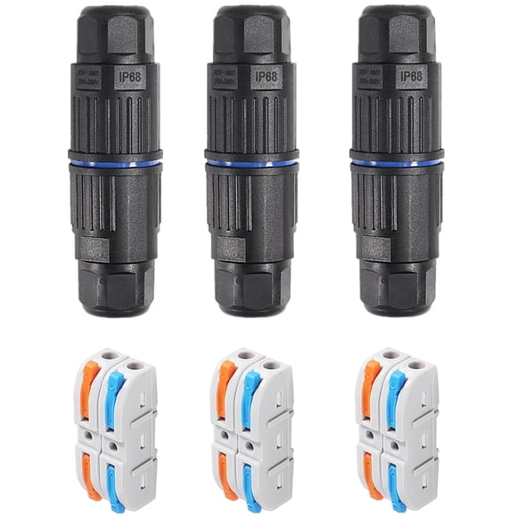 Conector Eléctrico Impermeable IP68 3PCS, Caja de Conexiones Exterior de 2 Vías, Conectores de Cable Impermeables con Palanca Reemplazable para AWG 28-12, Instalación Rápida sin Tornillos