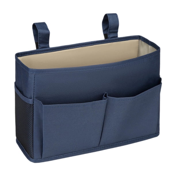 Bolsa de almacenamiento para colgar en la cama, organizador versátil, fácil de instalar para controles remotos, cuadernos, cesta con bolsillos para ca Azul marino
