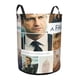 thumbnail image 2 of El Hombre de Familia Cesta de lavandería de gran capacidad redonda con asa, bolsa para ropa sucia plegable, almacenamiento para dormitorio, baño y lavadero 44x35 cm, 2 of 6
