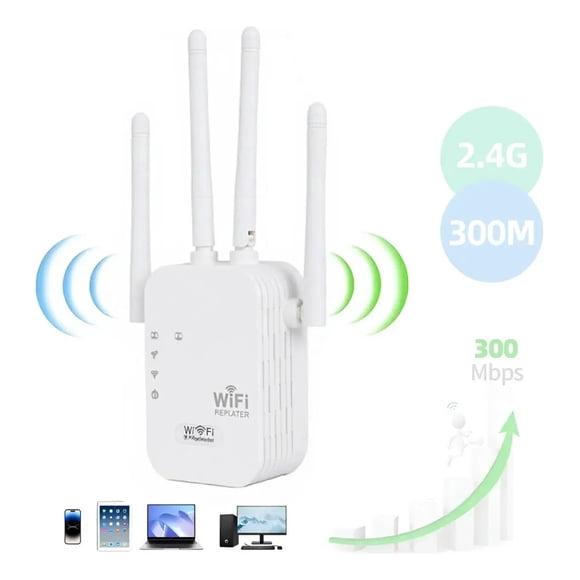Repetidor Ampliador Senal Wifi 300mbps 2.4g Router Extensor Cobertura Inalambrico 4 Antenas Conectividad Hogar FIGOIMPORT