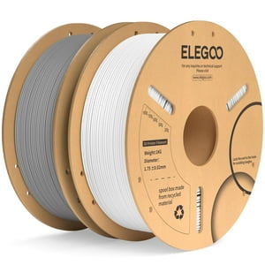 Filamento Para Impresora 3D Elegoo Pla Plus, 1,75 Mm, Blanco Y Gris, 2 Kg