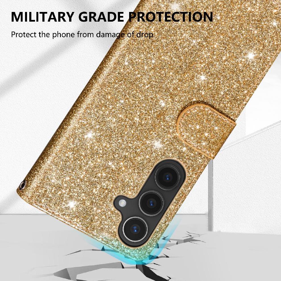 Funda Para Foxdock Elegante Funda Samsung Galaxy A56 Glitter Con Cremallera-Ideal Para El Uso Diario