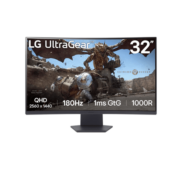 Monitor Gamer Curvo LG Ultragear 32GS60QC-B 32" QHD VA, 180hz, 1ms, AMD FreeSync Premium, HDR 10