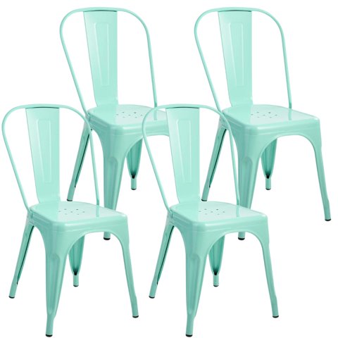 Pandalino - Pack 4 Silla Tolix Acero Menta | Resistente Para Exterior E Interior