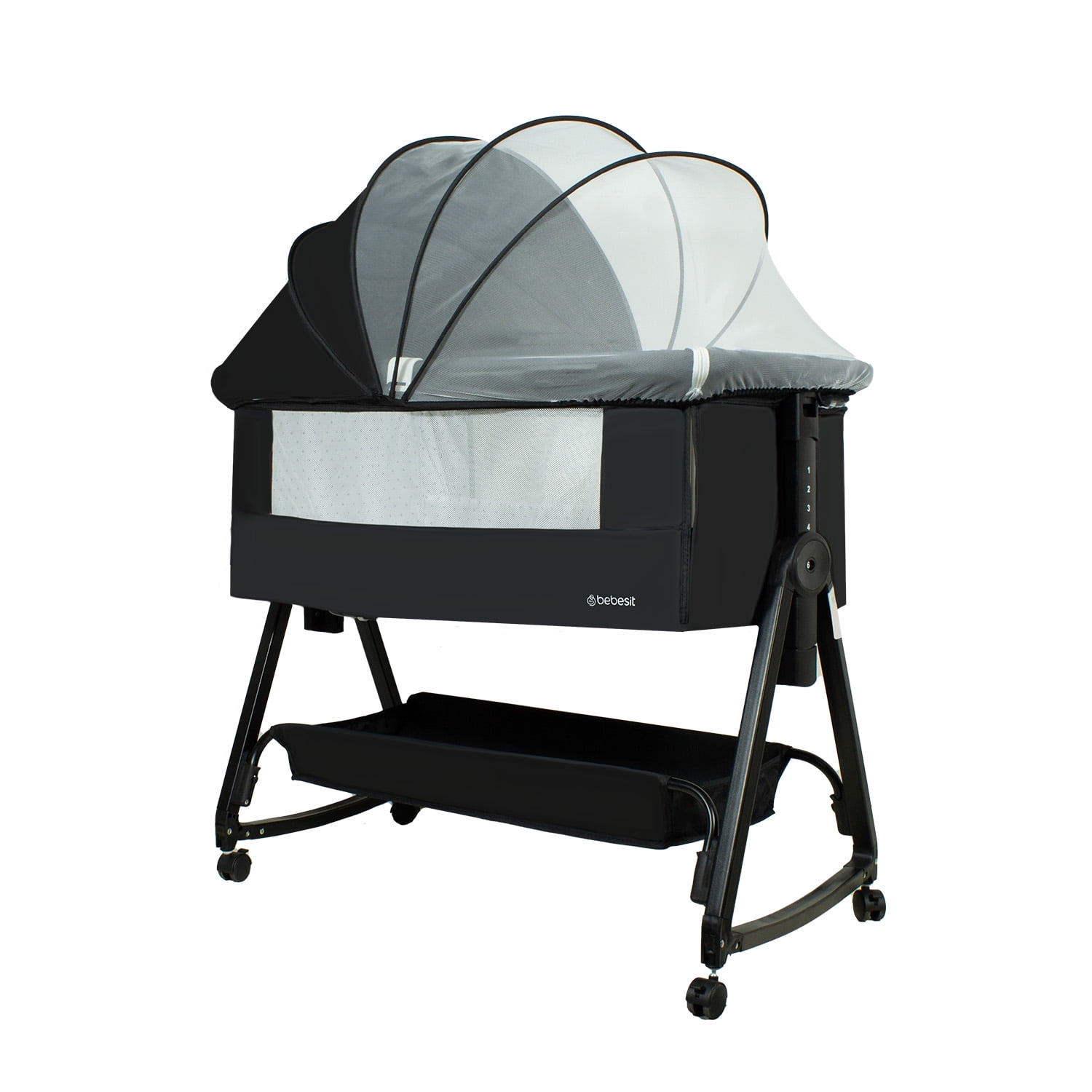 Bebesit - Cuna Colecho Balancin Cloud Colchón Mosquitero Canasto Negro
