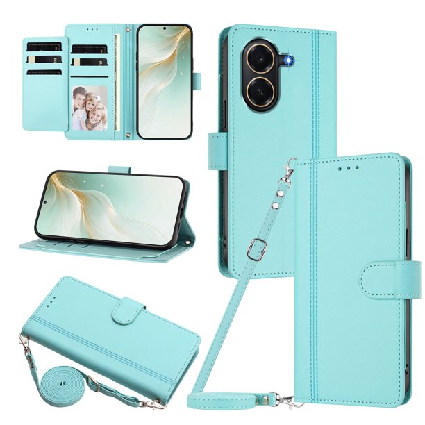 Funda Billetera Delgada para Honor X7E, Cuero Sintético, Verde Claro