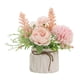 thumbnail image 1 of Ramo de hortensias de imitación en pequeño jarrón de cerámica, decoración para mesa de comedor, hogar, fiesta, oficina., 1 of 5