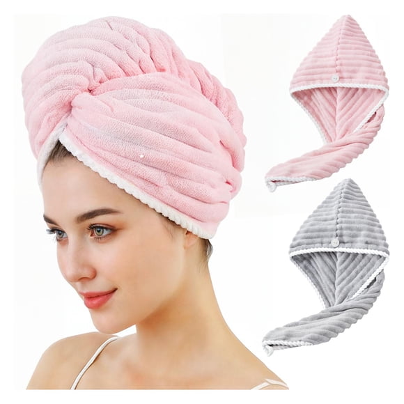 PACK X 2 GORROS TURBANTE DE MICROFIBRA rosa