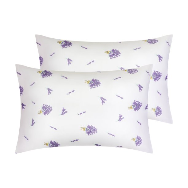 REGALWOVEN 2 Pack Funda de Almohada para Cabello y Piel, Fundas de Almohada Suaves con Cierre de Sobre Floral Púrpura Queen