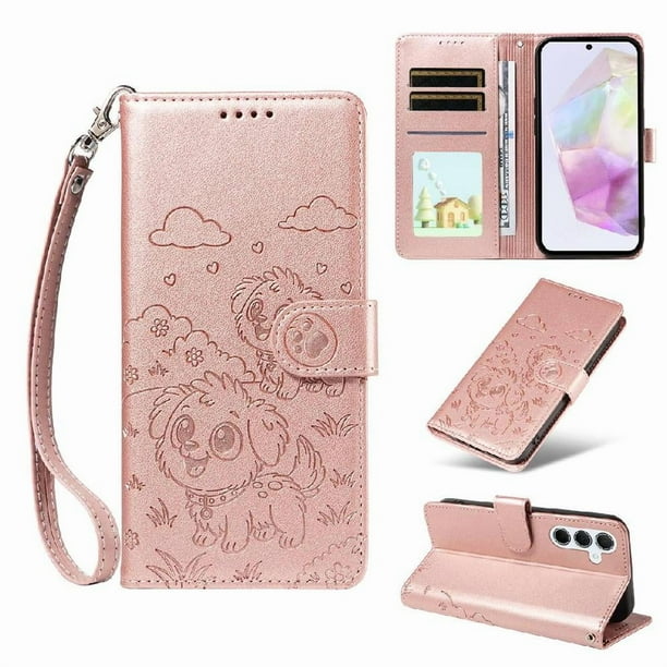 Funda Billetera FOXDOCK Compatible con Samsung Galaxy A35 5G, Diseño Perrito Tierno, Ranuras para Tarjetas y Soporte Plegable