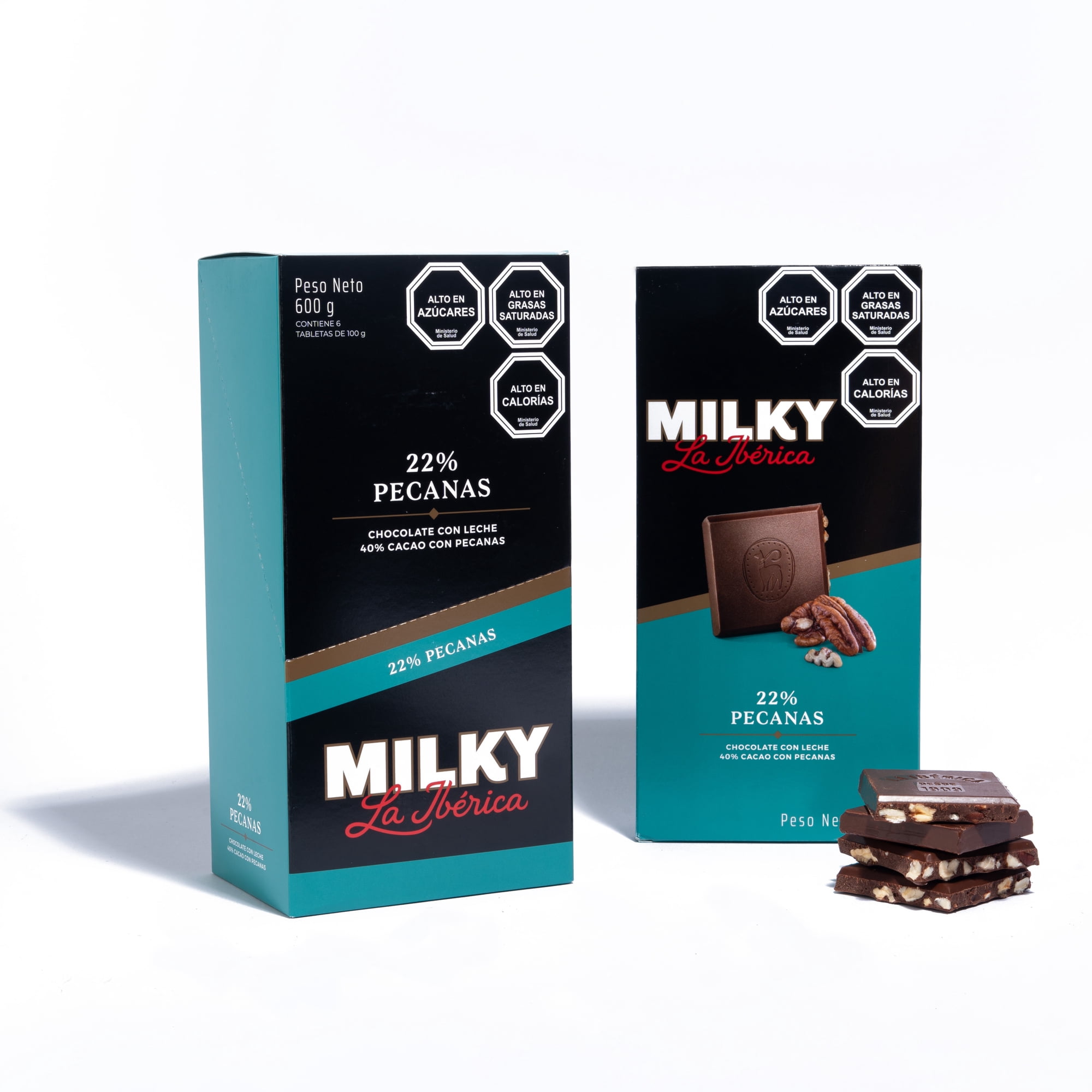 Chocolates La Ibérica - Pack X 6 Chocolate Milky Pecanas 100g La Ibérica