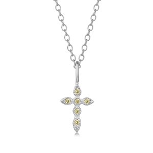 Collar Heshpaws S925 Sterling Silver Cross Amarillo