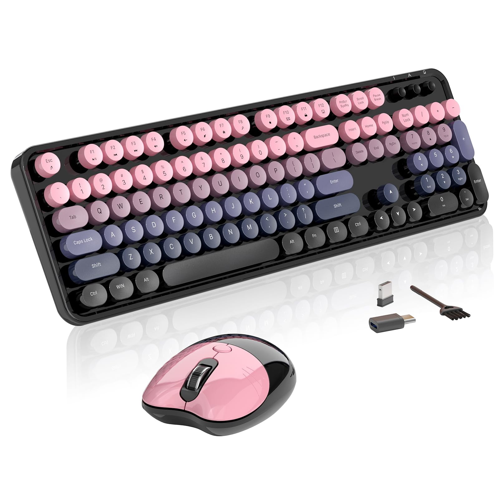 Teclado Y Ratón Inalámbricos Mofii 104 Teclas Redondas Retro