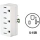 thumbnail image 5 of Adaptador de triple toma de tierra Leviton 698-W-15 125V blanco, 5 of 5