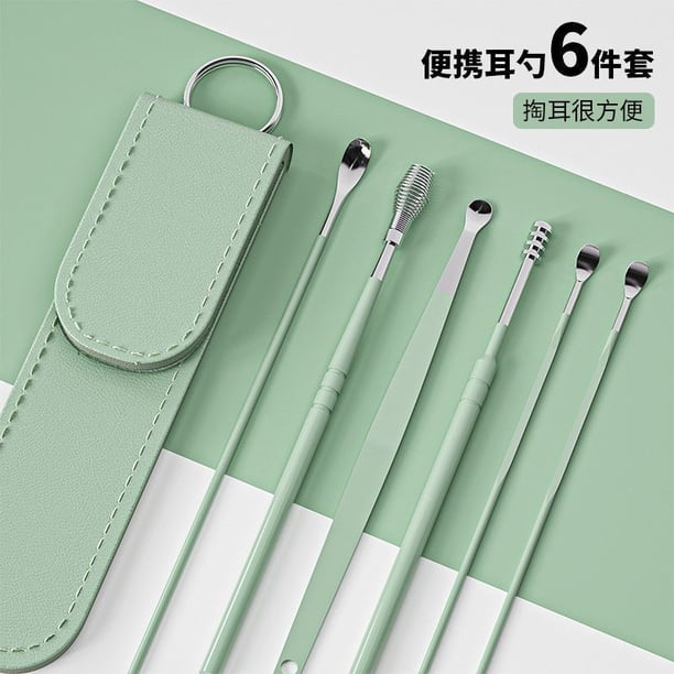 6Pcs Stainless Steel Ear Cleaner Wax Removal Tool Kit Reusable Ear Pick Set Health Care Cleaning Ear Kit for Adults Kids