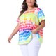 thumbnail image 4 of Agnes Orinda Tops de Talla Grande para Mujeres Escuela Universidad Tie Dye Manga Corta Casual Cuello Redondo Plisado Verano Camisetas Básicas 2X Arcoíris, 4 of 6