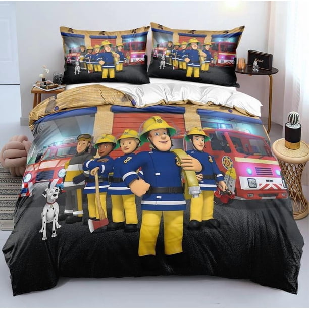 Fireman Sam Donna Quilt Duvet Cover Kids Quilt Bedding Covers Gift3-Piece Bedding Set (1 Duvet Cover + 2 Pillow Shams)