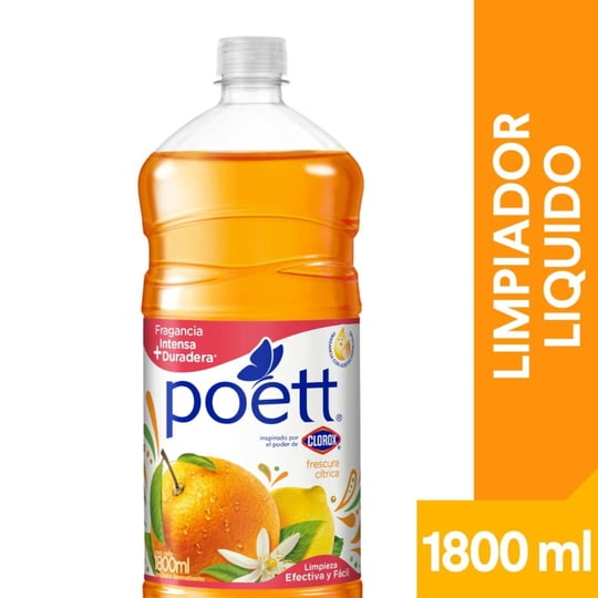 Limpiador De Pisos Desinfectante Frescura Cítrica Botella 1.8 L Poett
