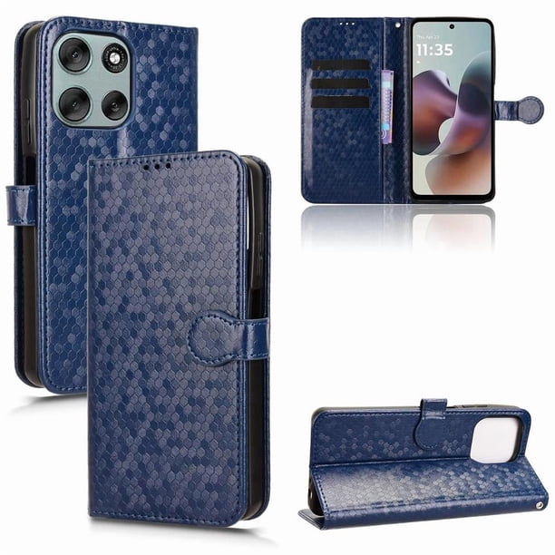 Funda Cartera Lunares Motorola Edge G56 5G con Tarjetero, Correa y Soporte Azul