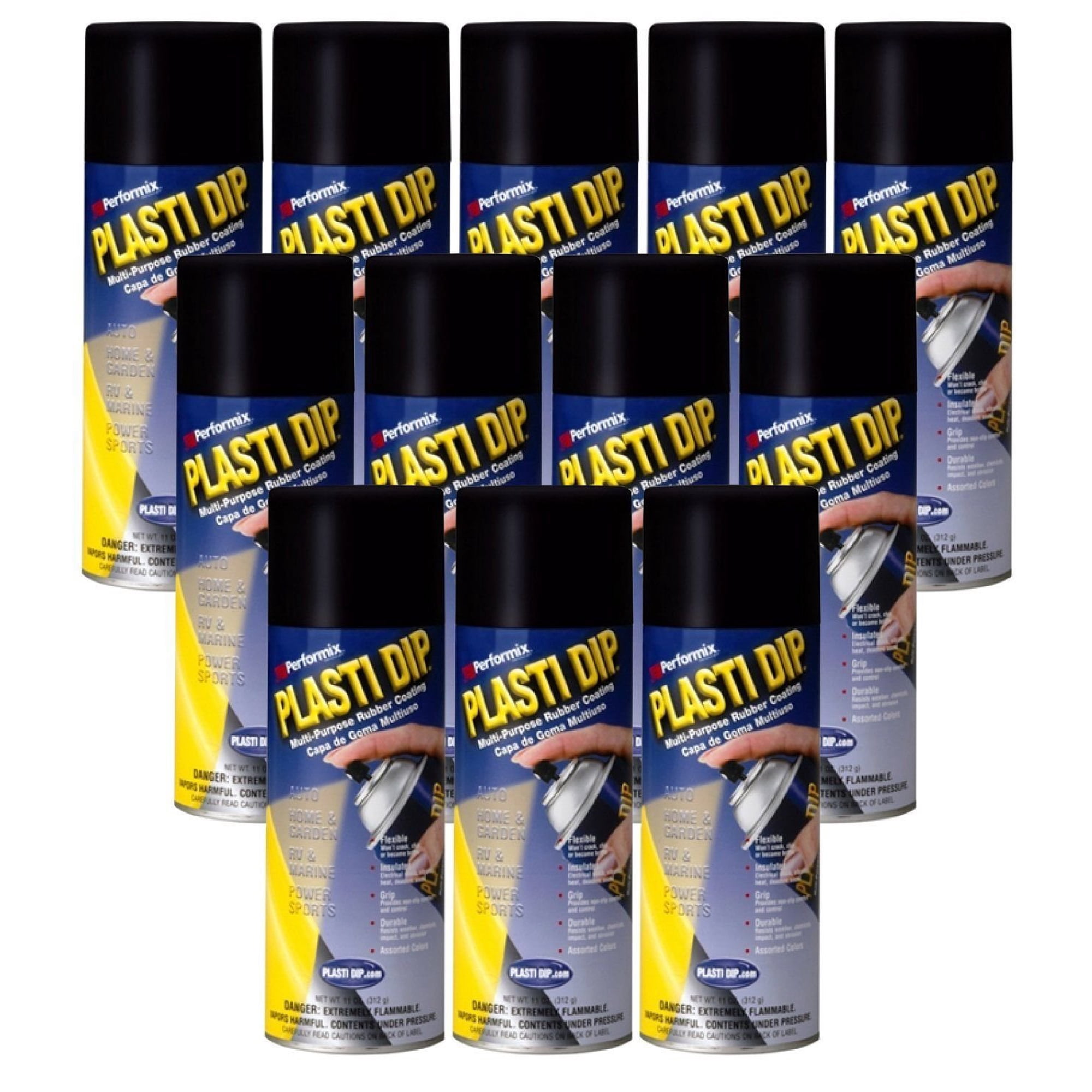 Lata De Aerosol Plasti Dip Black Con Revestimiento De Goma, 11 Oz (325 Ml), 12 Unidades