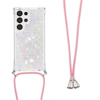 Funda Foxdock Para Samsung Galaxy S25 Ultra Con Cuerda Ajustable, Brillo Líquido, Protección Antigolpes Y Lente – Ideal Para Regalo