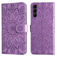 Funda Tipo Cartera Foxdock Para Samsung Galaxy S23 Plus , Diseño Girasol En Relieve, Cuero Pu, Cierre Magnético, Soporte Y Tarjetero