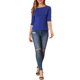 thumbnail image 2 of INSPIRE CHIC Camisetas de Mujer Mangas al Codo Cuello Barco Ajuste Ceñido Casual Camisetas Azul Real XL, 2 of 7