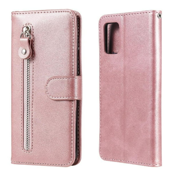 Funda con Cremallera para Samsung Galaxy A02S, Carcasa Cartera de Cuero PU con Soporte y Tarjetero