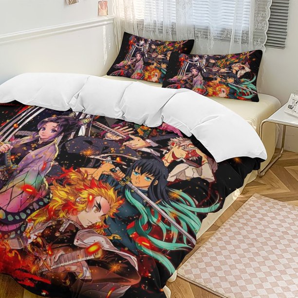 Demon Slayer Anime Home Bed 3-piece Set Classic Japanese Anime Polyester Wash Student Dormitory Set