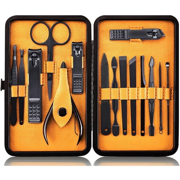 Set Manicure Pedicure YHIT 16 Piezas Acero Negro MECM01