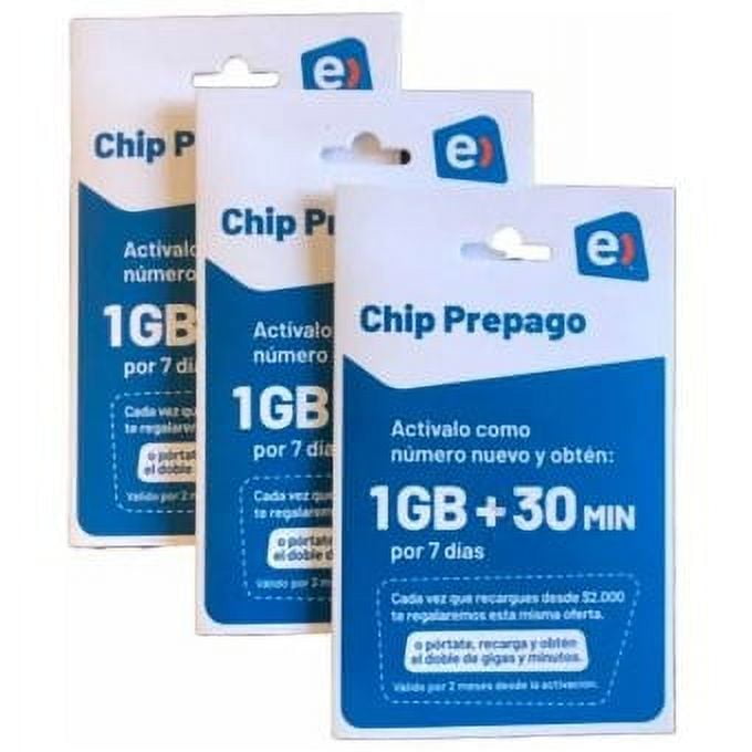 Pack 5 Chip Prepago Entel 30min + 1gb En Internet