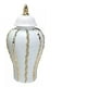 thumbnail image 2 of Jarrón Florero De Cerámica Dorado Con Blanco Deco, 2 of 3