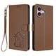 thumbnail image 1 of Funda Volteable con Diseño de Gato para iPhone 16, Marrón, 1 of 6