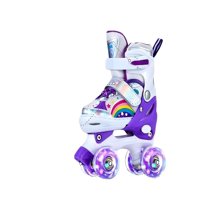 Genérico - Patin 4 Ruedas Con Luces Y Kit Talla M 35 38 Morado