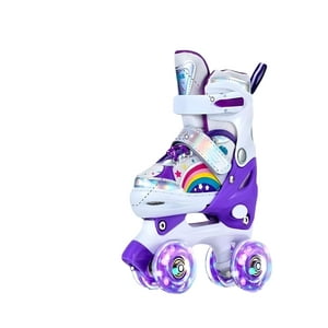 Genérico - Patin 4 Ruedas Con Luces Y Kit Talla M 35-38 Morado