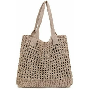 Veat00L - Bolsas De Playa Grandes Para Mujer, Bolsas De Hombro De Punto, Bolsa De Mano Estética Para Playa, Bolsa De Ganchillo