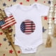 thumbnail image 2 of Mono de manga corta con estampado de béisbol y letras del 4 de julio para niños pequeños, 18 meses (blanco-C, 6-12 meses), 2 of 7