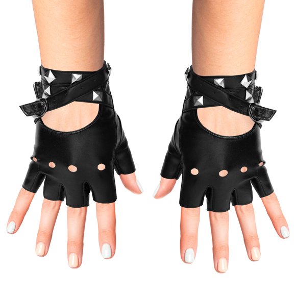 Guantes de piel sintética Skeleteen Fingerless para mujeres y niños