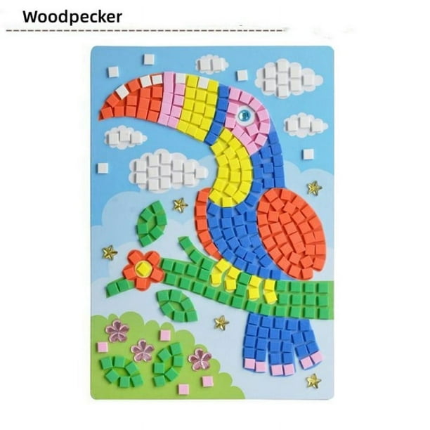 Children's Handmade Painting DIY Sponge 3D Three-dimensional Painting EVA Sticker Number Graphic Color Card Boys Girls Early Education Mosaic Puzzle Creative Paste Quiet Toys