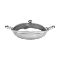 Magideal - Olla De Acero Inoxidable, Utensilios De Cocina Con Tapa, Utensilios De Cocina De Doble Asa, Olla Caliente, Olla Binaural Para Picnic, Senderismo, Barb 27Cmx7.5Cm