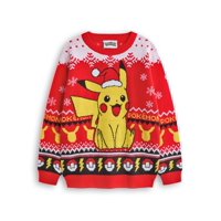 Jersey Navideño De Punto Rojo Con Diseño De Pokémon Para Niños, Unisex