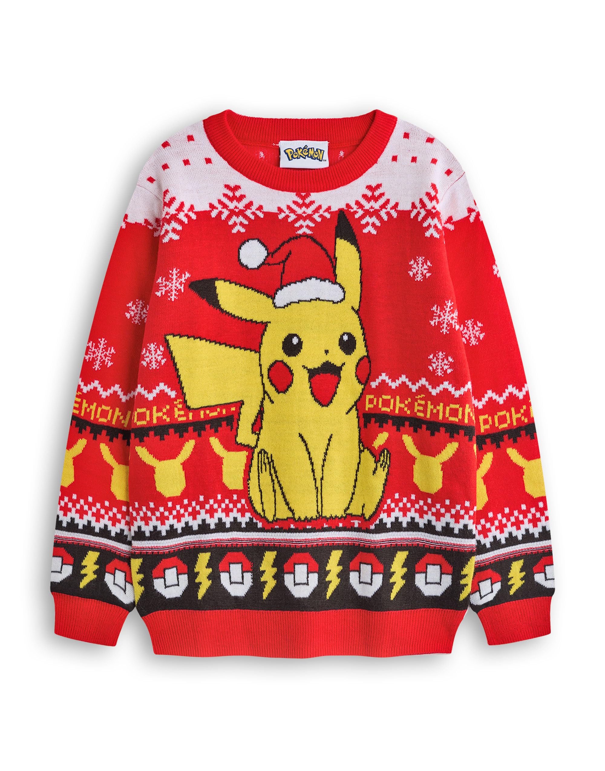Jersey Navideño De Punto Rojo Con Diseño De Pokémon Para Niños, Unisex